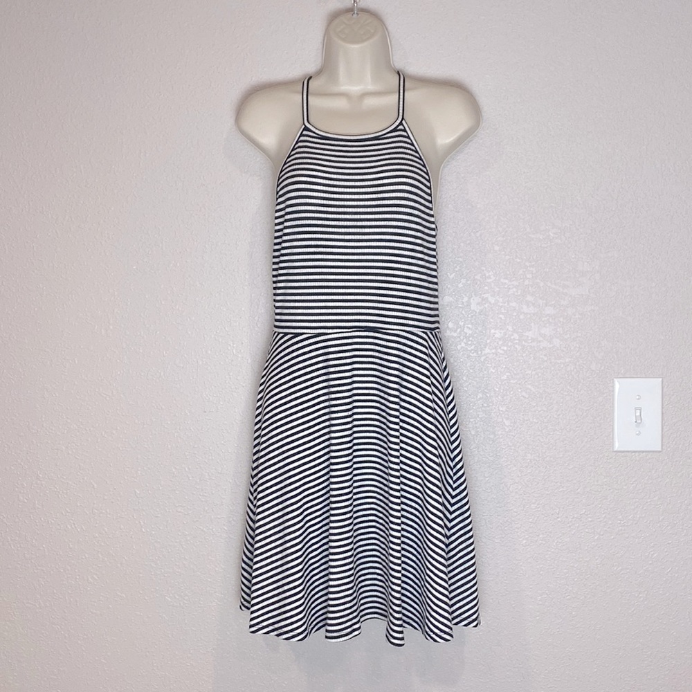 Midi black and white striped summer dress